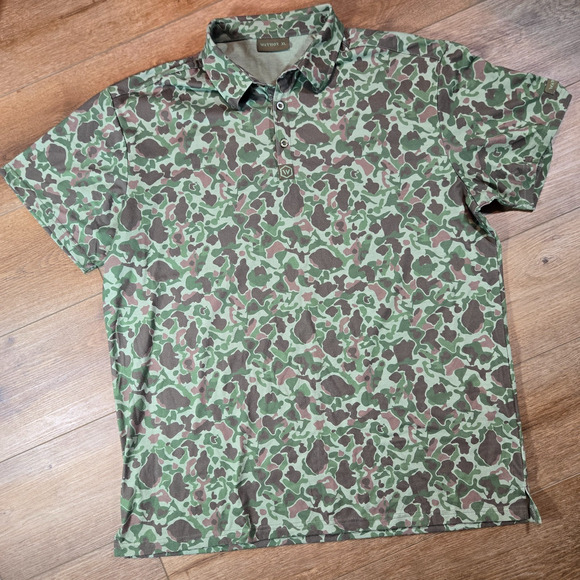 Warrior Polo Shirt Mens XL Green Camo Golf Performance Athletic Short Sleeve - Picture 1 of 7
